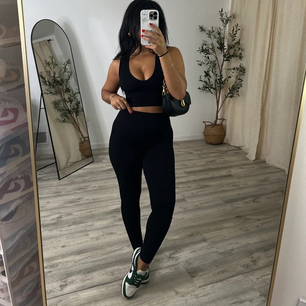 Black Leggings & Crop Top 2 piece set